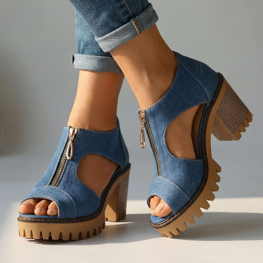 Talons Zippés Larissa en Denim