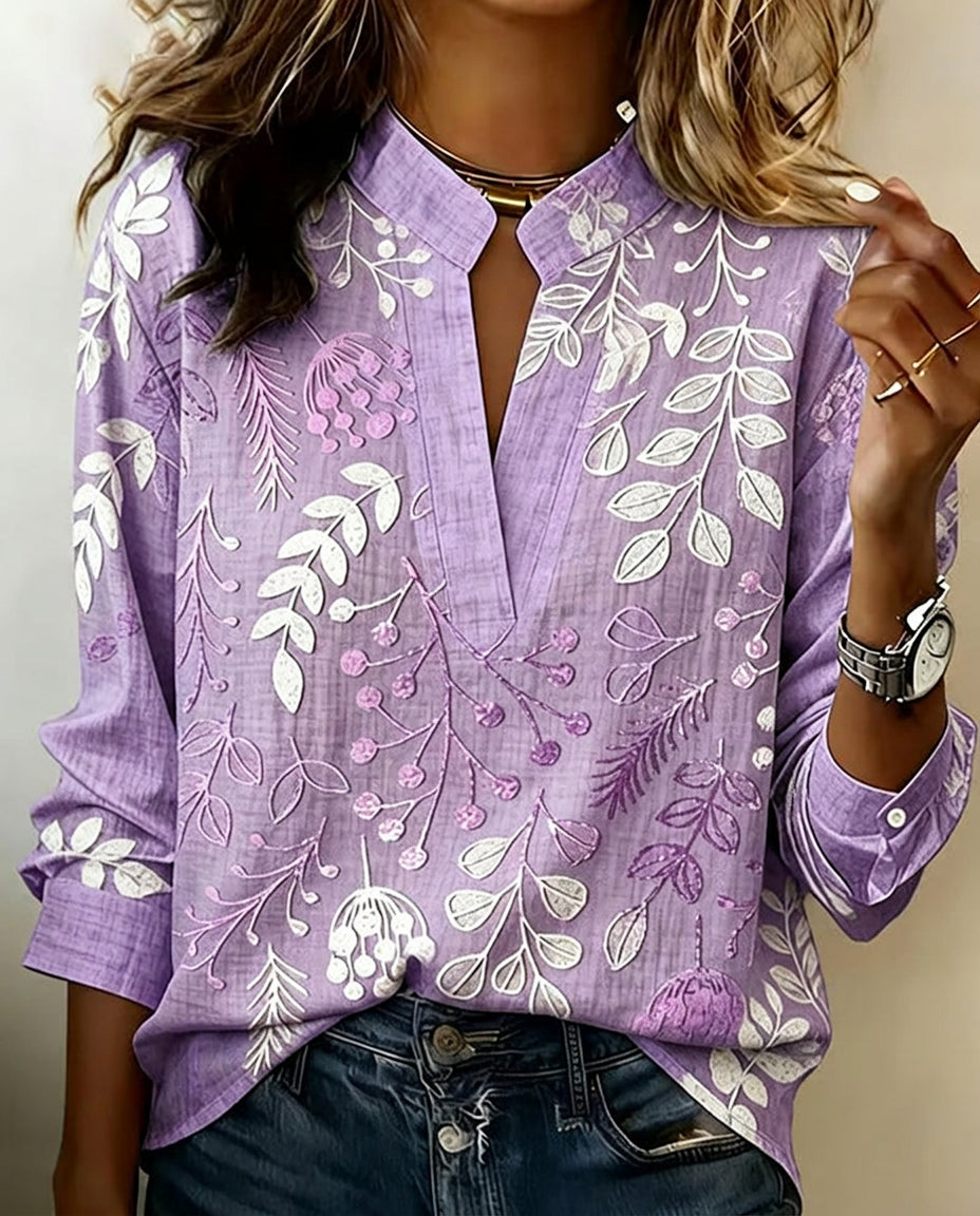 Eleni | Blouse à imprimé floral et col montant