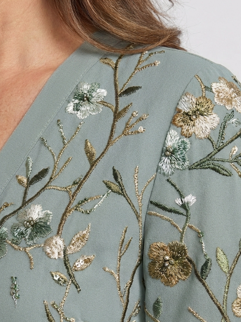 Evadne | Maxi Robe Brodée à Col en V