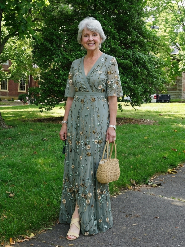 Evadne | Maxi Robe Brodée à Col en V