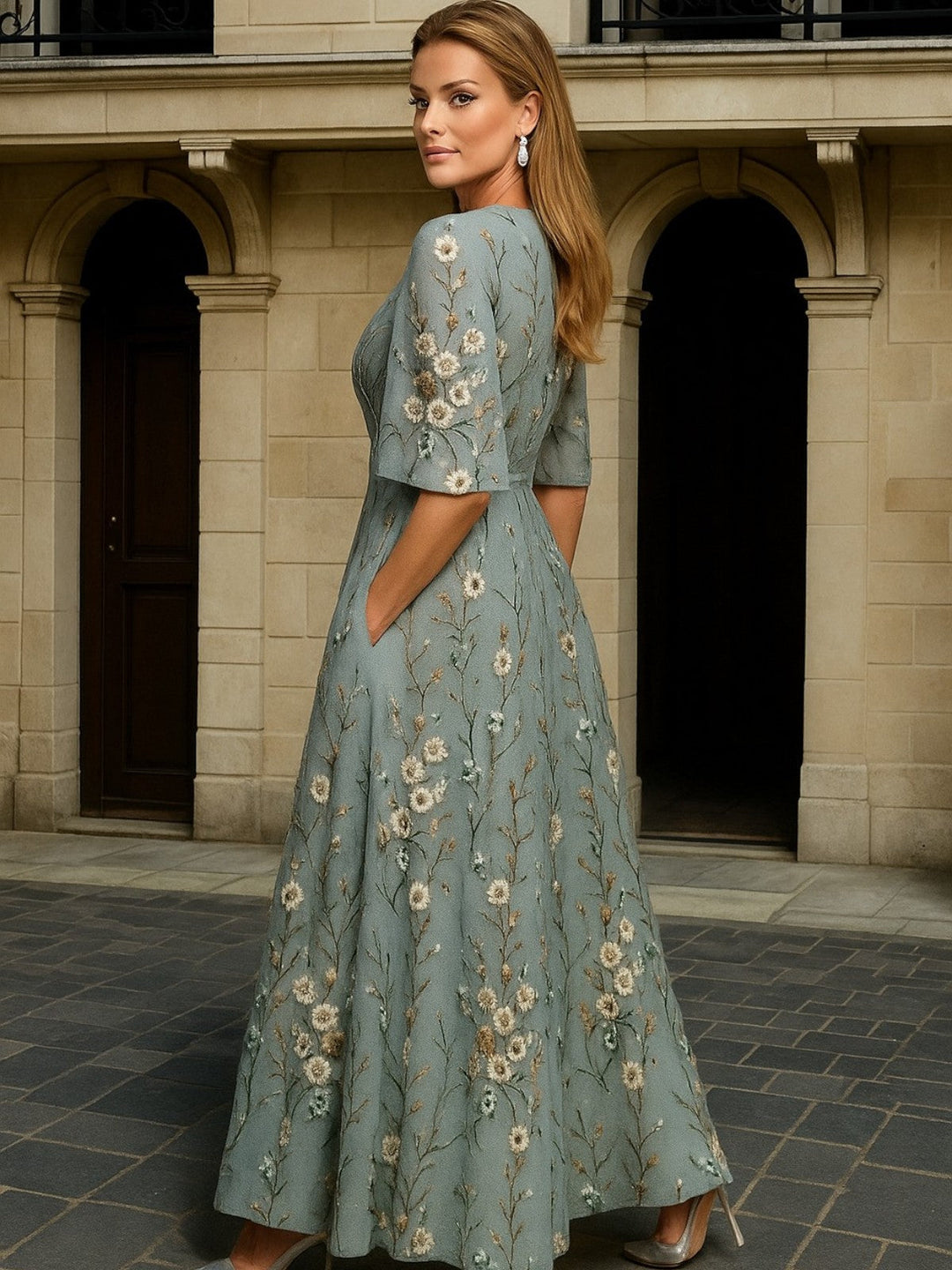 Hazel | Robe Boho Élégante à Col V avec Ceinture