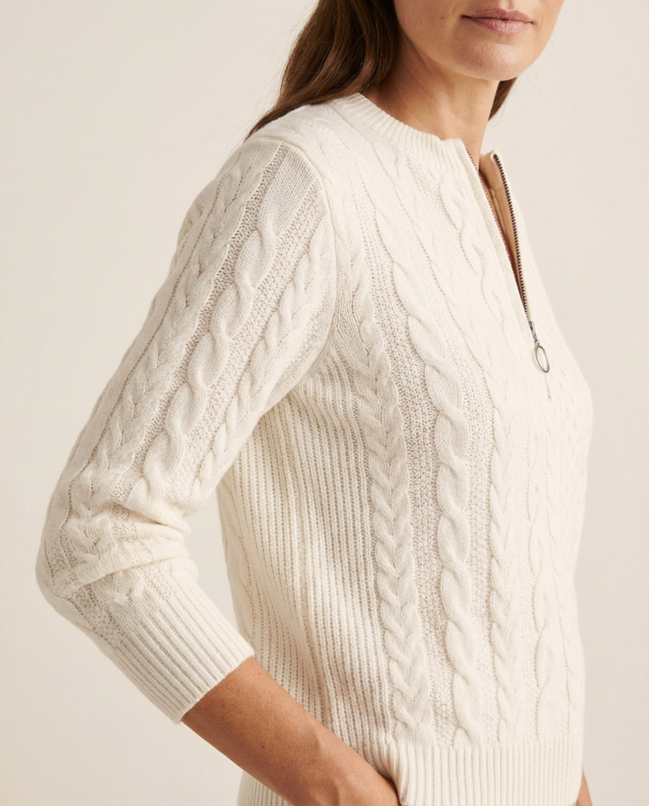 Pull à zip avant en tricot torsadé