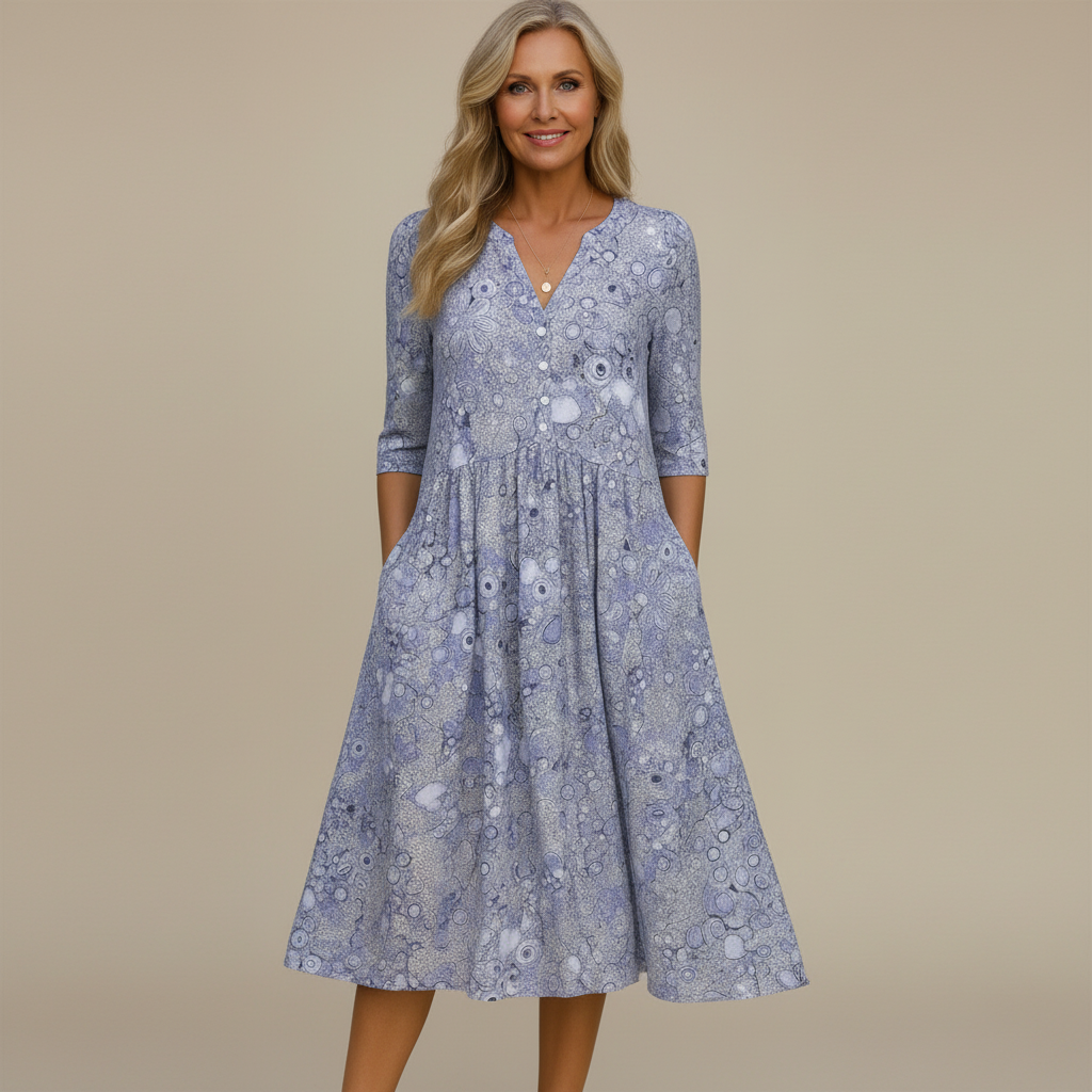 Harlow | Élégance Midi Robe V-Cou Gracieuse