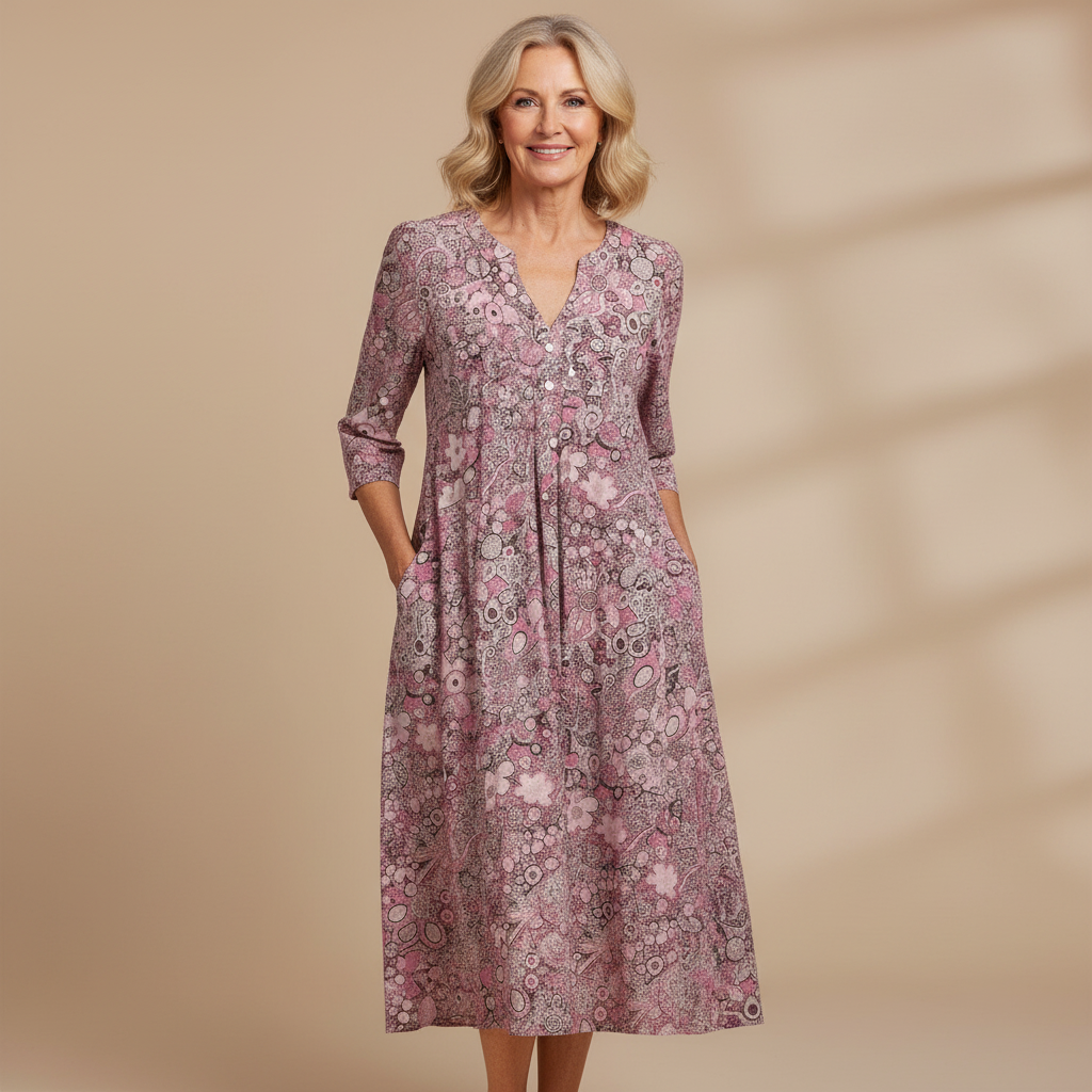 Harlow | Élégance Midi Robe V-Cou Gracieuse