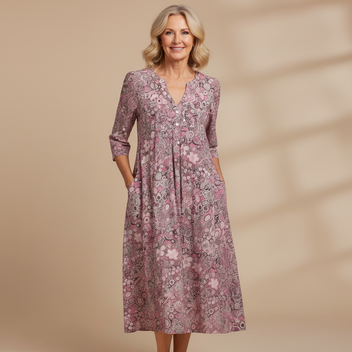 Harlow | Élégance Midi Robe V-Cou Gracieuse