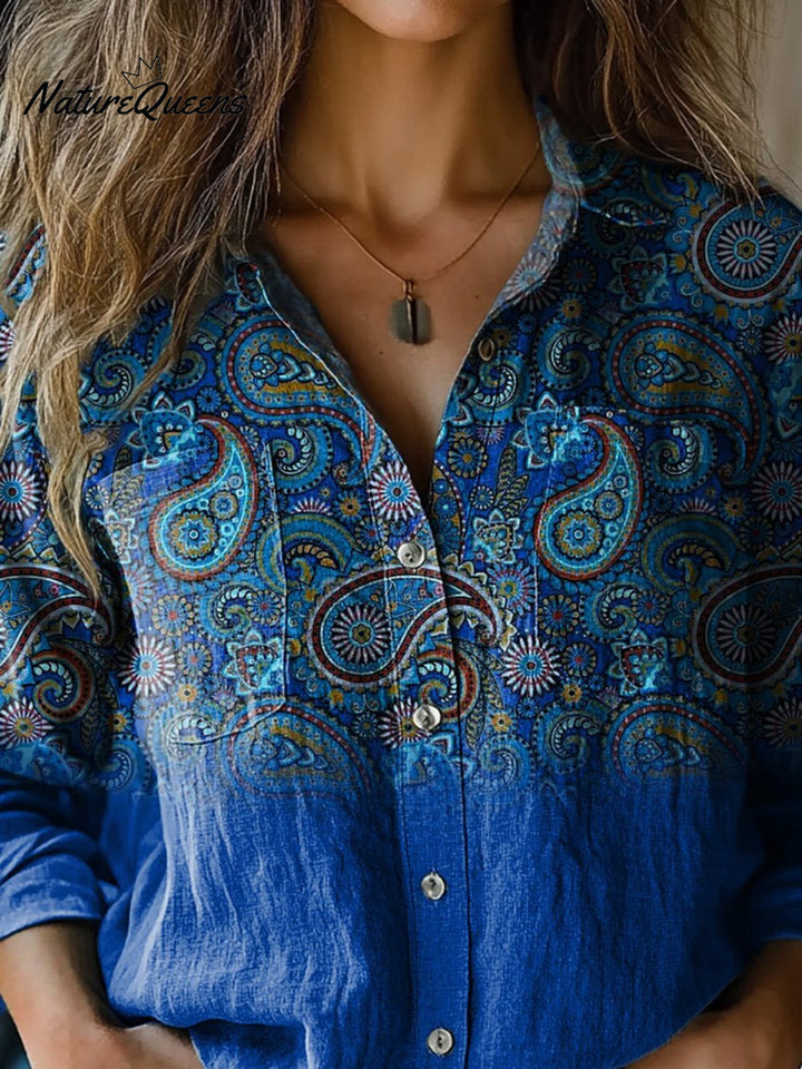 Christina | Chemise en coton doux à manches longues avec motif paisley raffiné