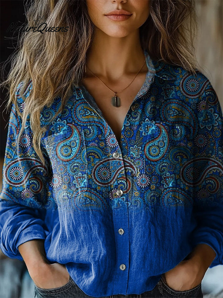 Christina | Chemise en coton doux à manches longues avec motif paisley raffiné