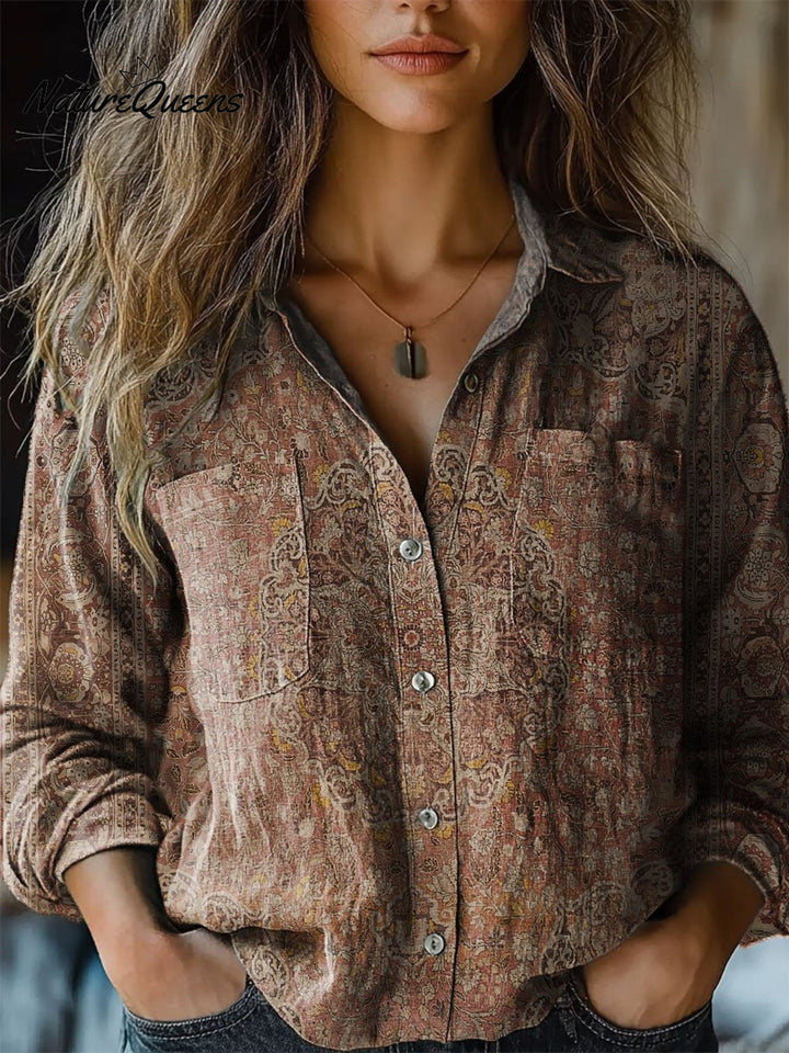 Rachel | T-shirt à manches longues en coton doux avec imprimé vintage pour femmes