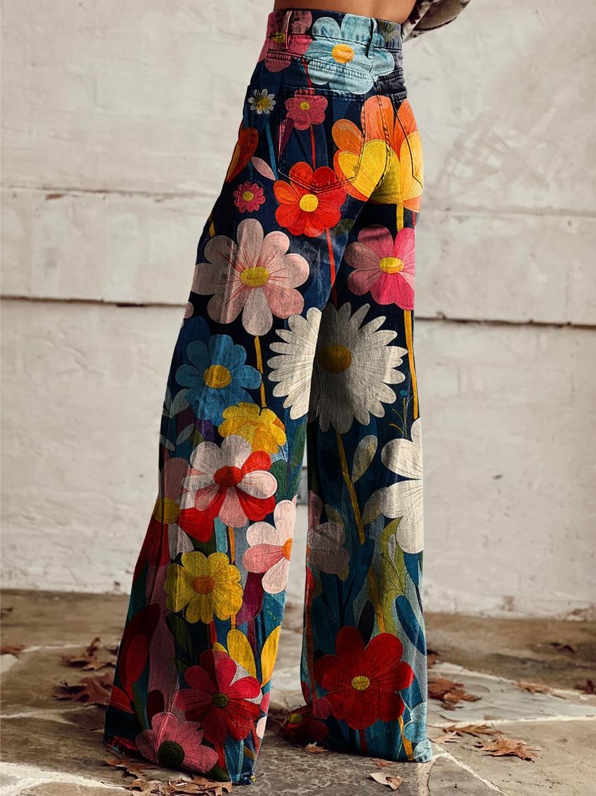 Léna - Pantalon Large à Motifs Floraux