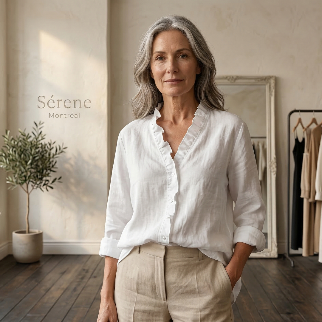 Marja | Blouse en coton et lin avec volants