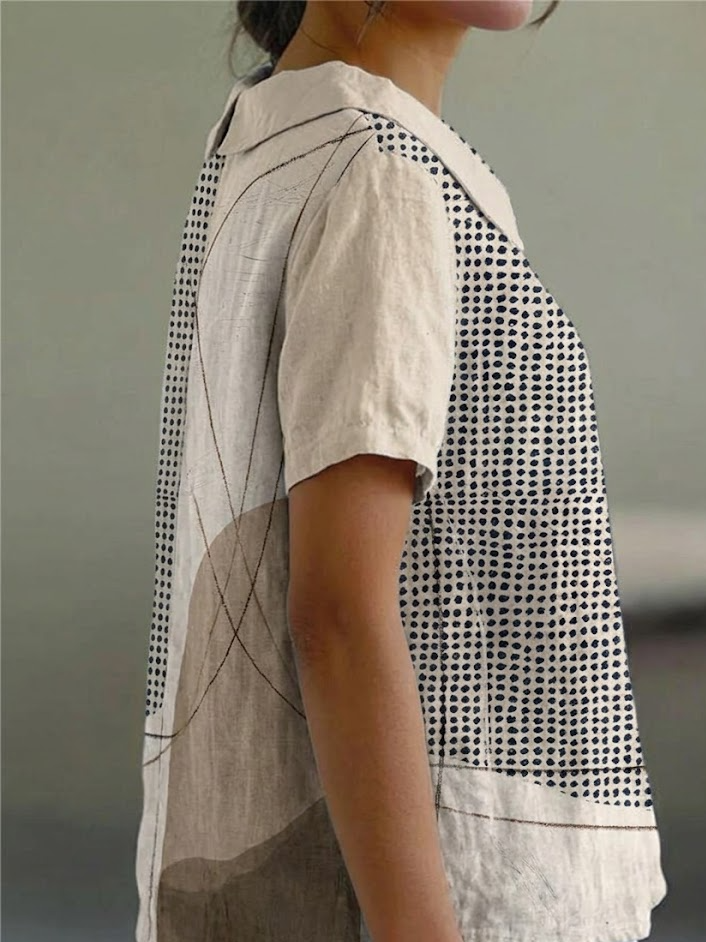Laina | Chemise à Motifs Abstraits en Points et Lignes