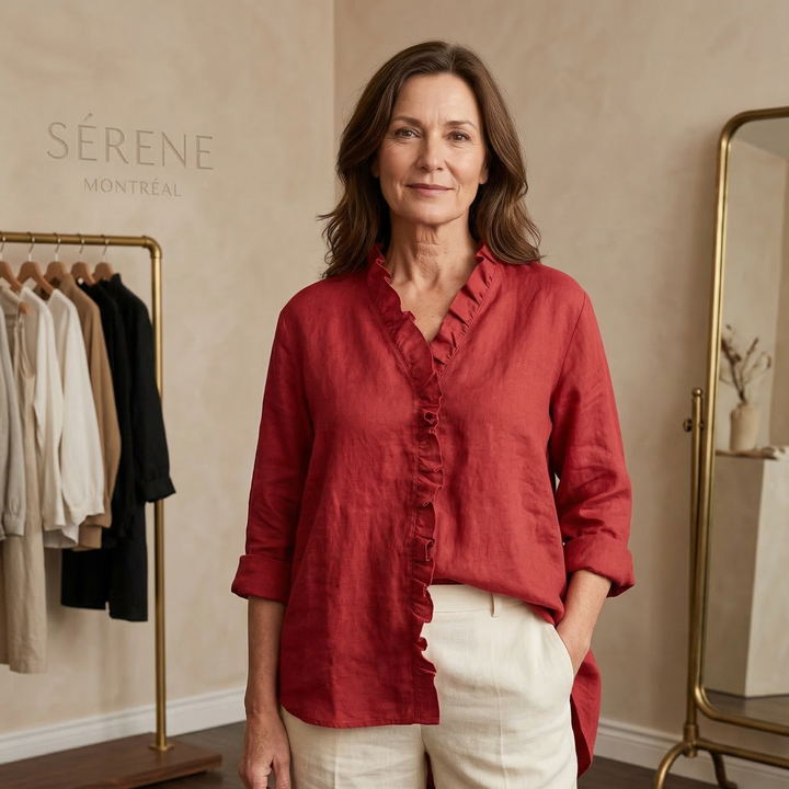 Marja | Blouse en coton et lin avec volants
