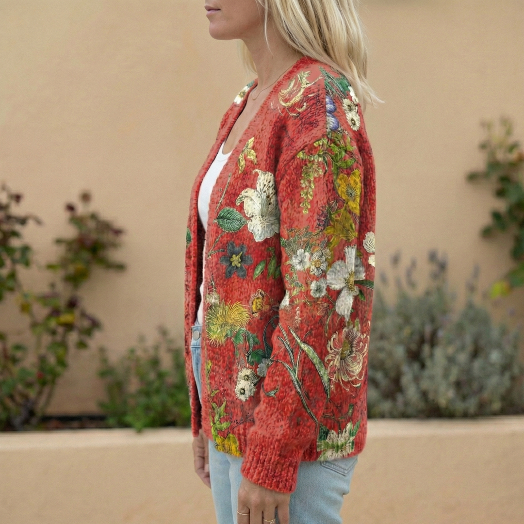 Amara™ | Cardigan en Tricot Floral Vintage pour Femmes