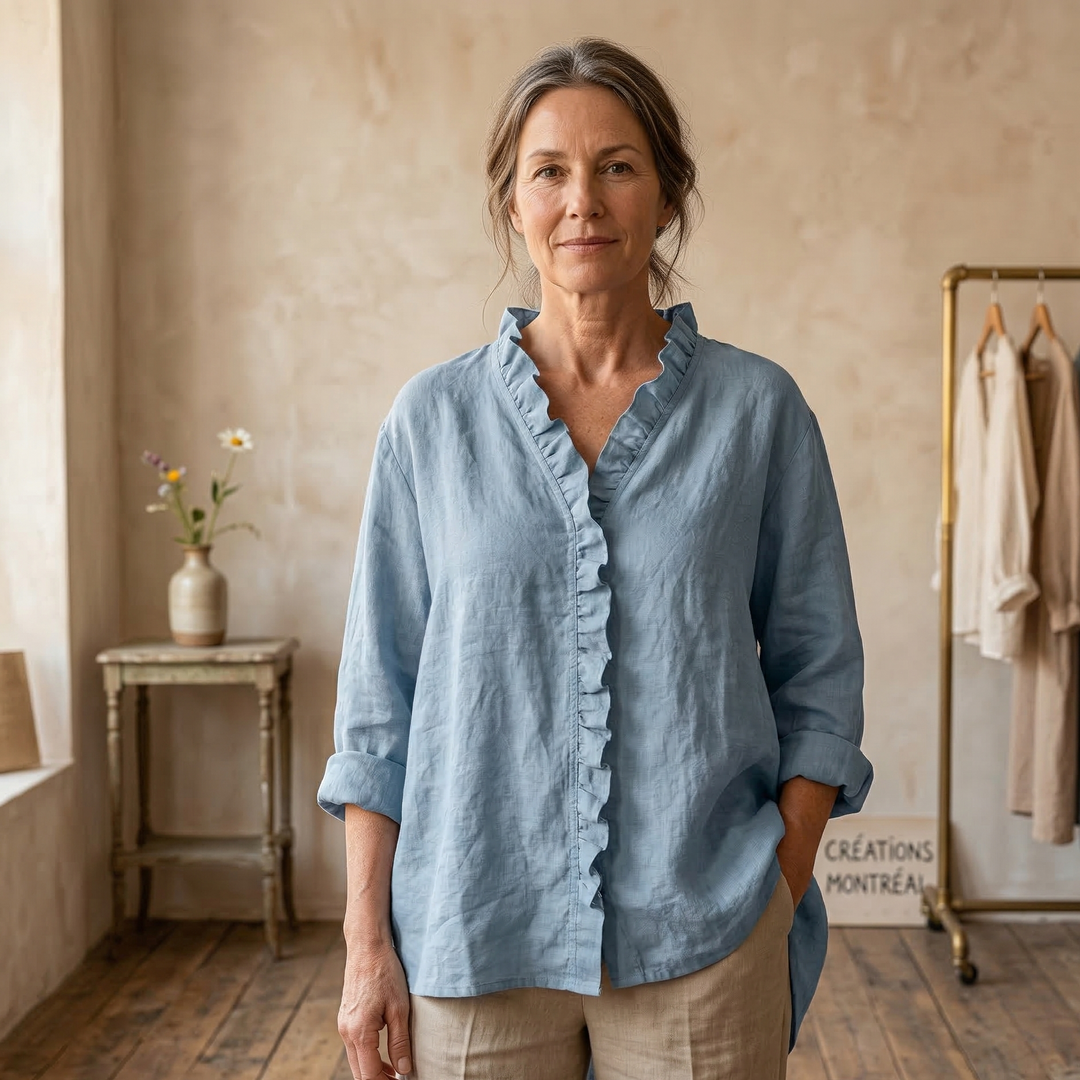 Marja | Blouse en coton et lin avec volants