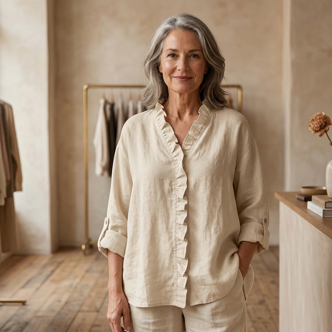 Marja | Blouse en coton et lin avec volants