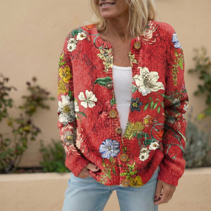 Amara™ | Cardigan en Tricot Floral Vintage pour Femmes