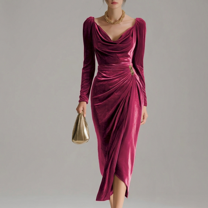Sylvana | Robe Midi en Velours Élégante