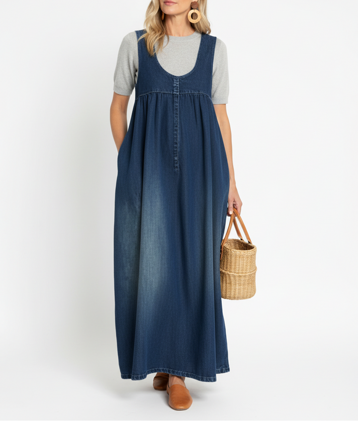 Saylorr - Robe Maxi en Denim Vintage Doux Lavé
