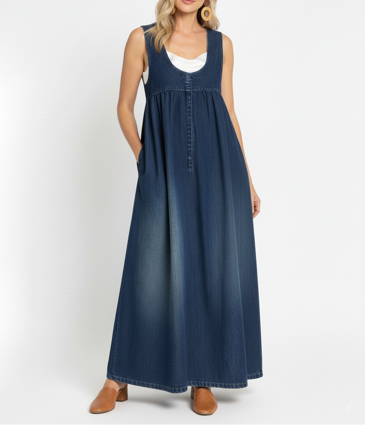 Saylorr - Robe Maxi en Denim Vintage Doux Lavé