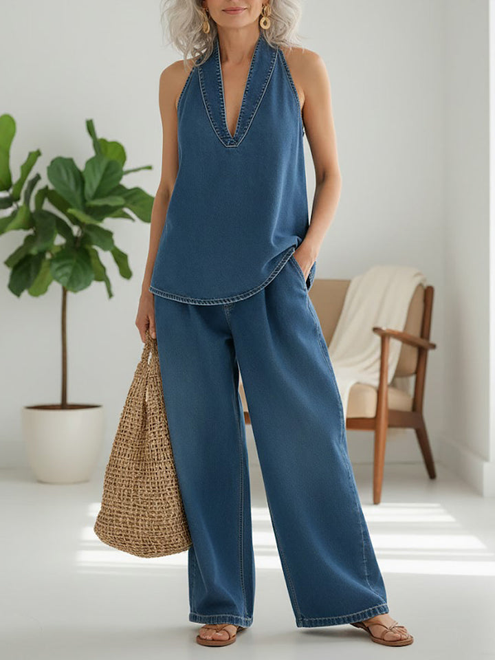 Saylor - Ensemble Deux Pièces en Jean Vintage Doux et Lavé