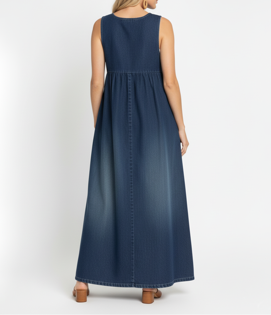 Saylorr - Robe Maxi en Denim Vintage Doux Lavé