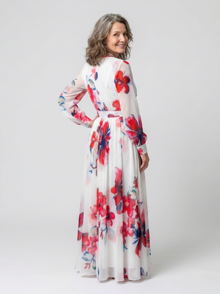 Lillian | Robe Maxi Florale à Manches Longues Enveloppante