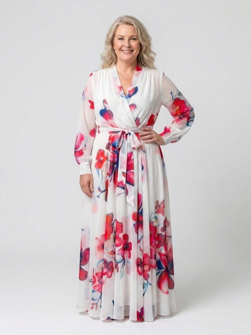 Lillian | Robe Maxi Florale à Manches Longues Enveloppante