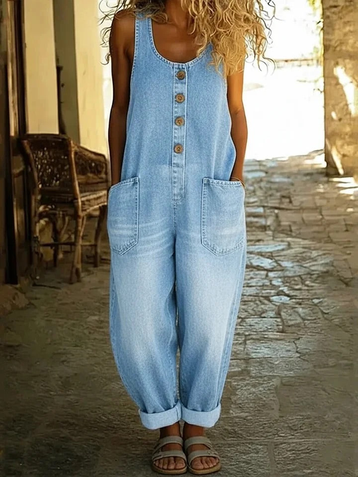 Saylorr | Salopette en Denim Vintage Lavé en Coton