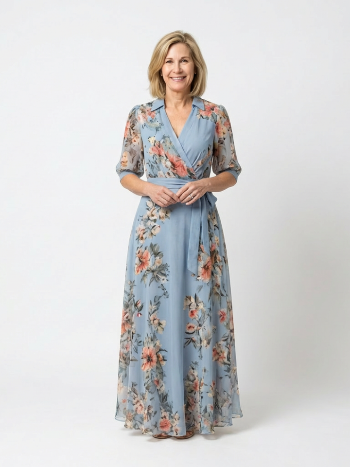 Elowen | Robe Maxi Enveloppante à Col V Imprimé Floral