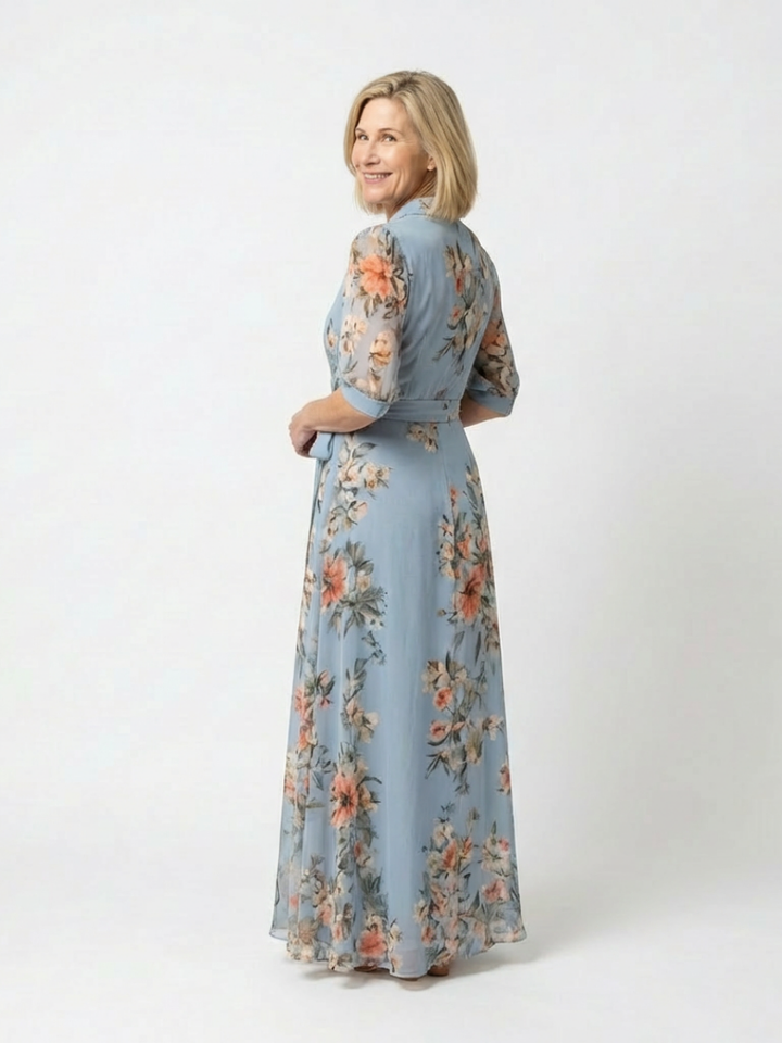 Elowen | Robe Maxi Enveloppante à Col V Imprimé Floral