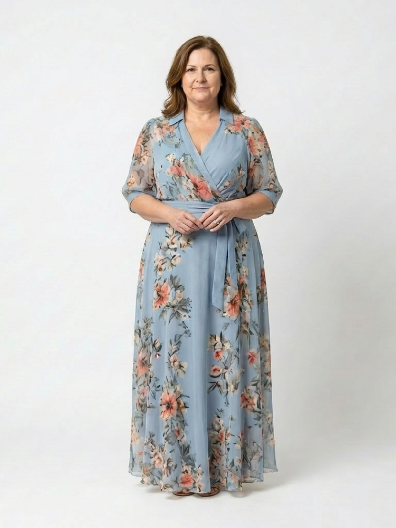 Elowen | Robe Maxi Enveloppante à Col V Imprimé Floral