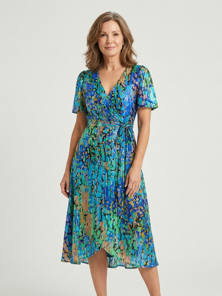 Zafrina | Robe Midi à Imprimé Abstrait