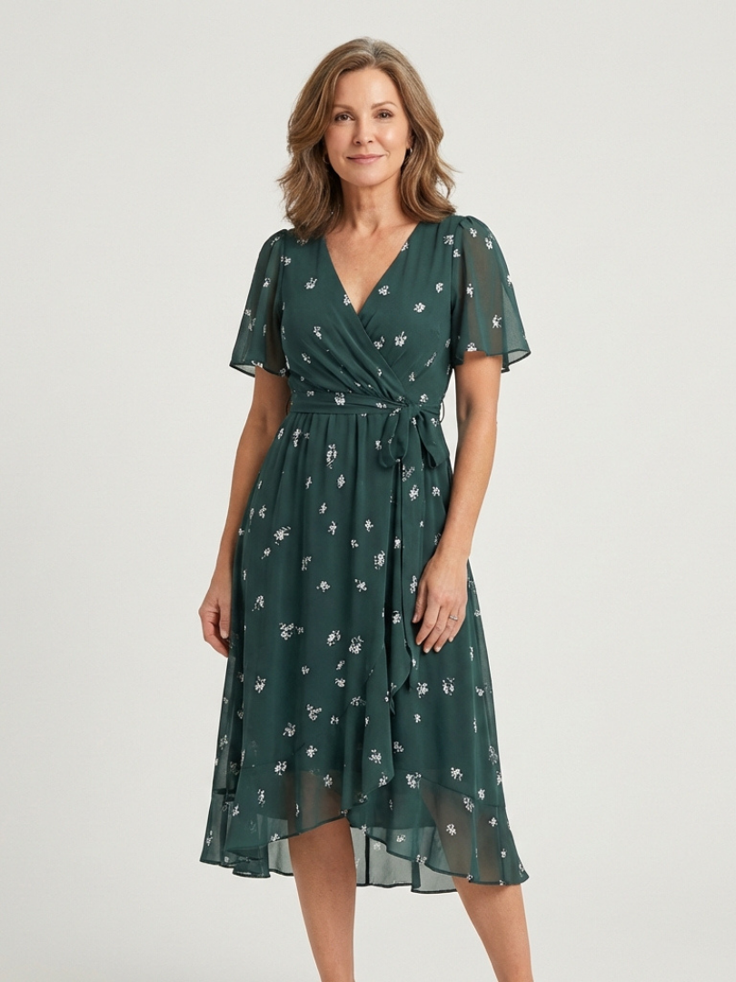 Zafrina | Robe Midi à Imprimé Abstrait