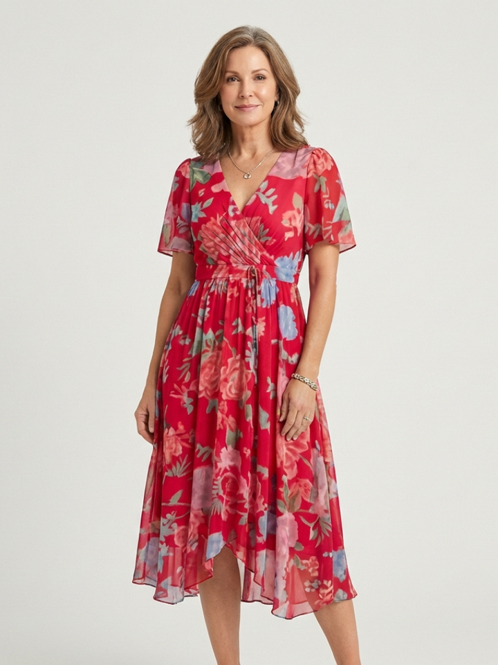 Zafrina | Robe Midi à Imprimé Abstrait