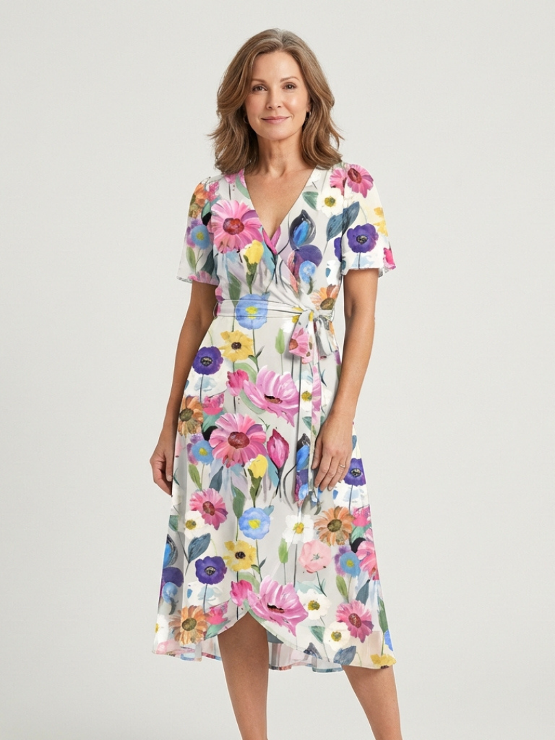 Zafrina | Robe Midi à Imprimé Abstrait