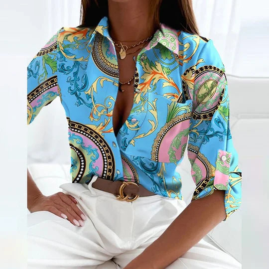 Elisa - Classique Blouse avec Coll